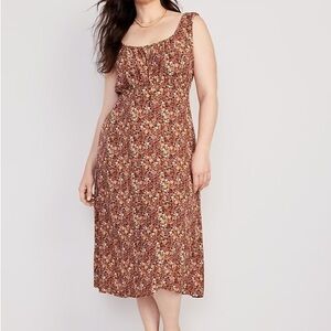Old Navy Waist-Defined Crepe Midi Dress Floral